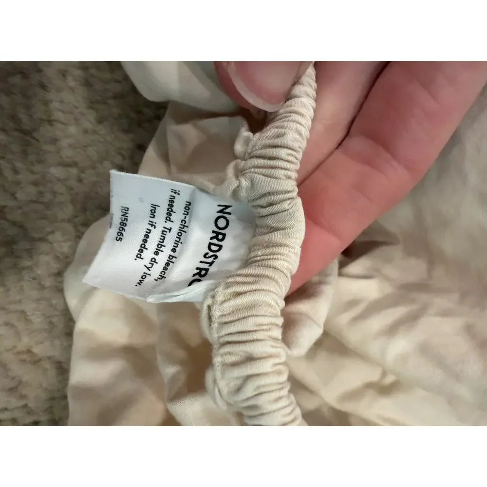 Nordstrom 100% Organic Cotton Percale Natural Twin Size Fitted Sheet NEW
